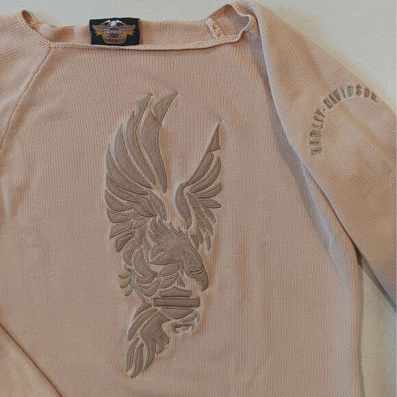 Harley Davidson Motor Cycles embroidered Eagle sweater - Picture 2 of 6